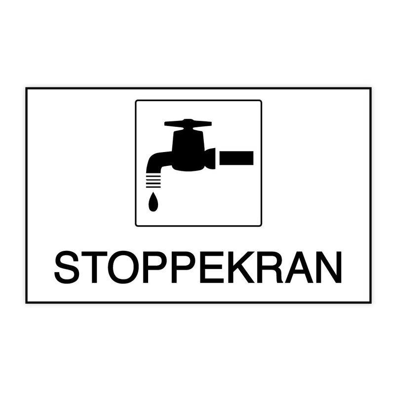 Skilt for stoppekran med symbol og tekst