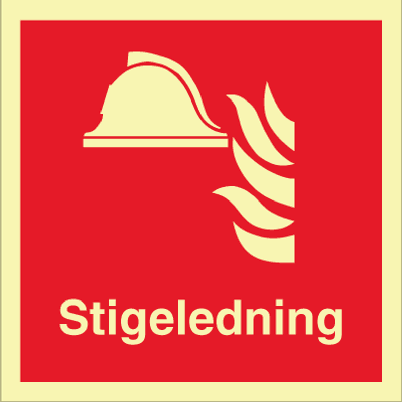 Stigeledning - brannskilt med symbol og tekst