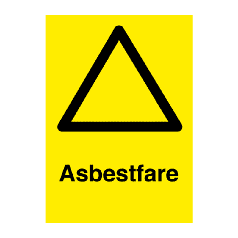 Asbestfare - Fareskilt med symbol og tekst