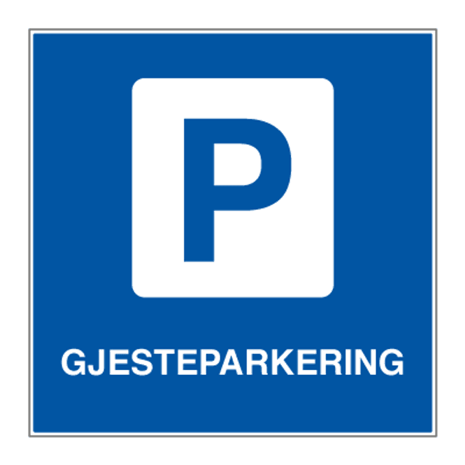 Hovedbilde Parkeringsskilt - Gjesteparkering med symbol og tekst