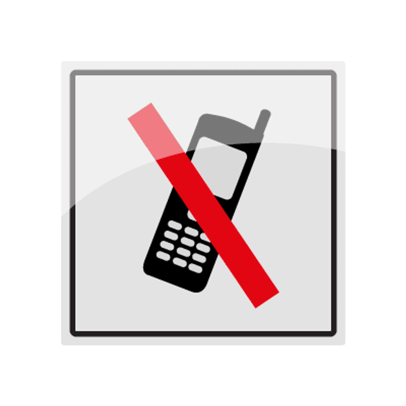 Mobiltelefon Forbudt Skilt – 150 x 150 mm i Rustfritt Stål