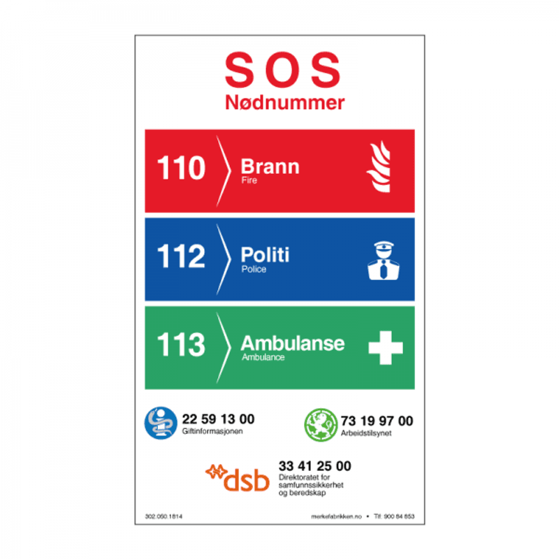 Nødnummerskilt 110, 112, 113