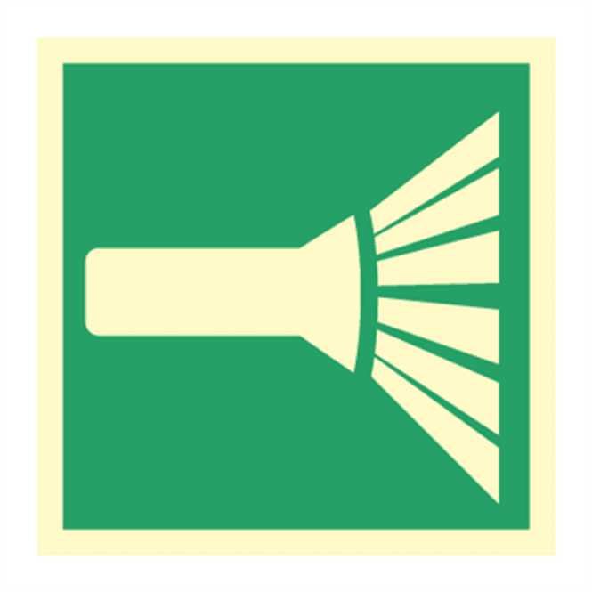 Hovedbilde Nødlykt - skilt med symbol for lommelykt
