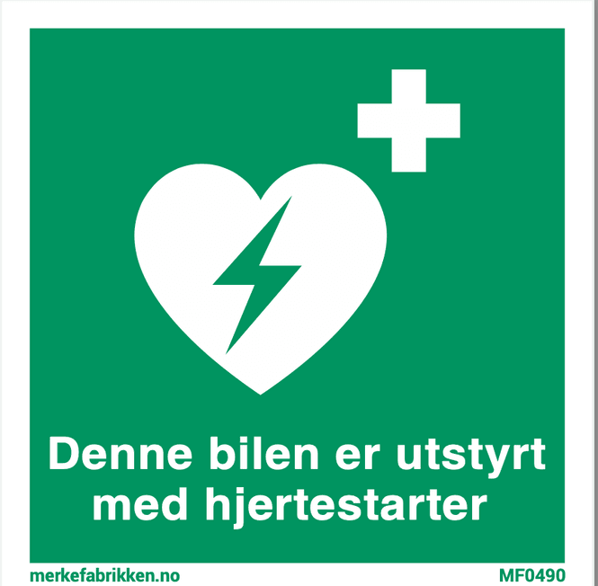 Hovedbilde Hjertestarter i bilen - skilt