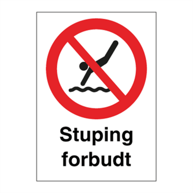 Stuping forbudt - Forbudsskilt med symbol og tekst