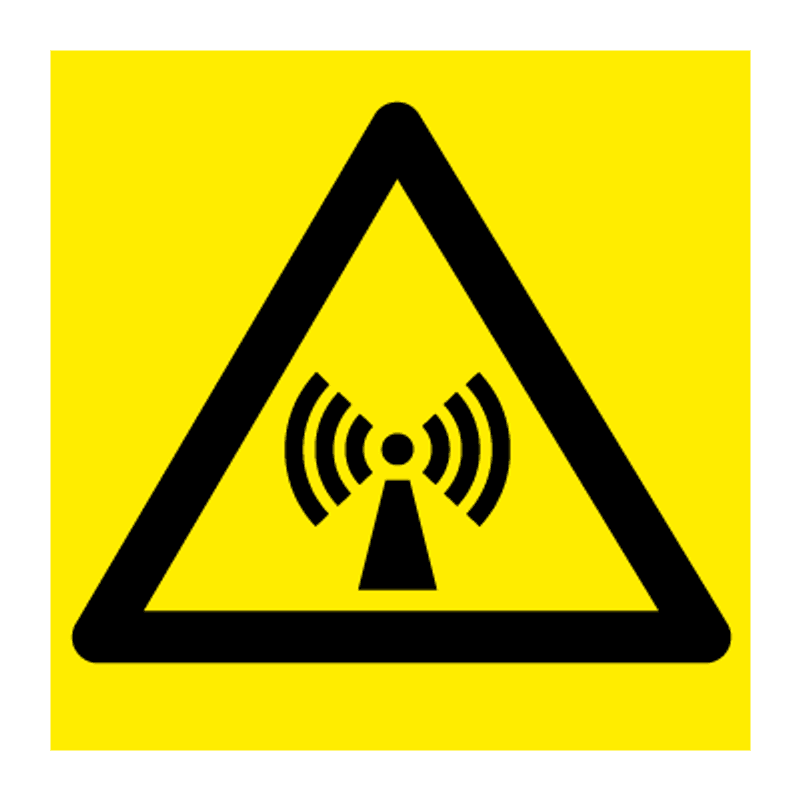 Radiofrekvent stråling - fareskilt med symbol