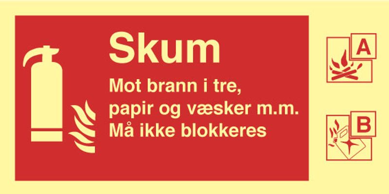 Brannskilt for brannslukker med skum