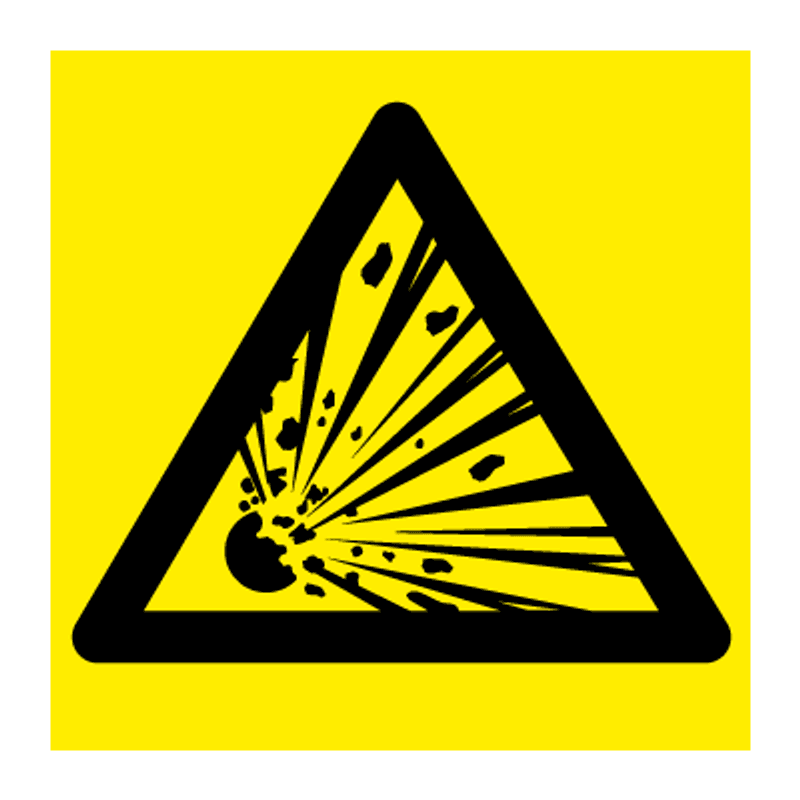 Eksplosjonsfare - fareskilt med symbol