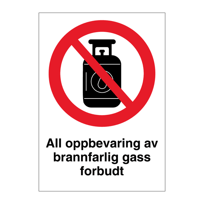 Hovedbilde Brannfarlig gass forbudt - forbudsskilt
