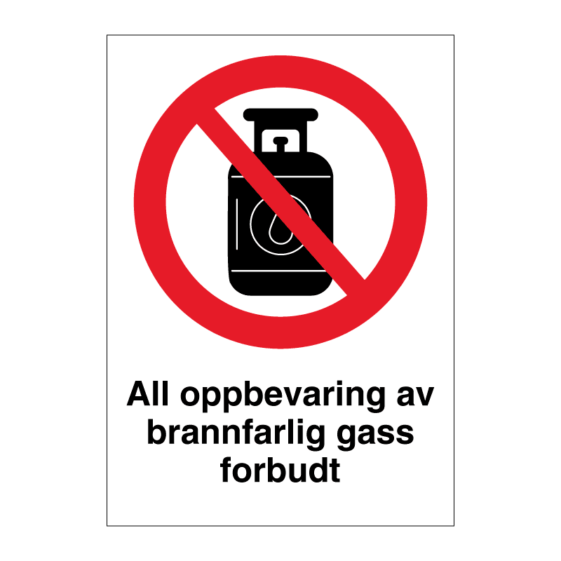 Brannfarlig gass forbudt - forbudsskilt