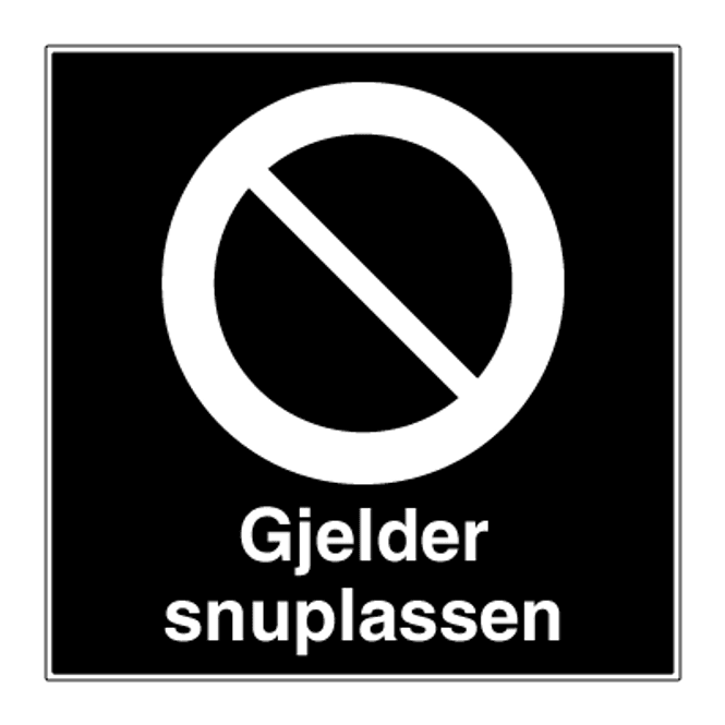 Hovedbilde Parkering forbudt på snuplassen - Skilt med symbol og tekst