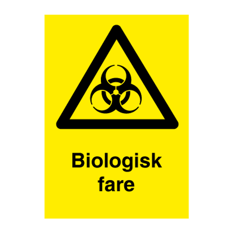 Biologisk fare - Fareskilt med symbol og tekst