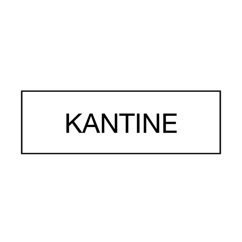 Skilt for kantine hvit med sort tekst