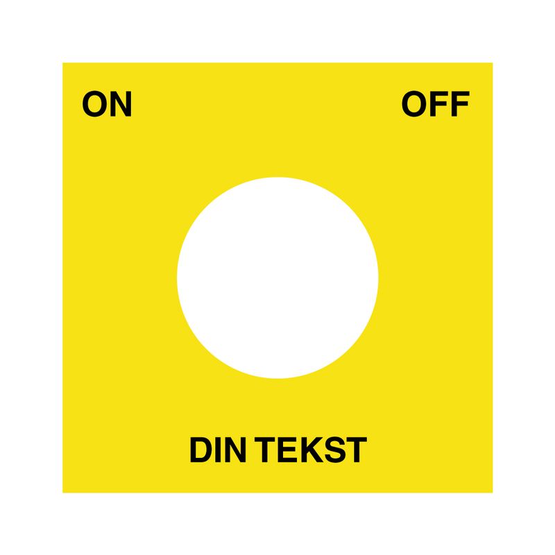 Bryterskilt med din tekst og On / Off for bryter - Gul