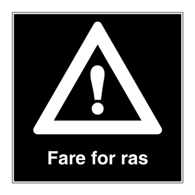 Hovedbilde Privatrettslig fareskilt - Fare for ras med symbol