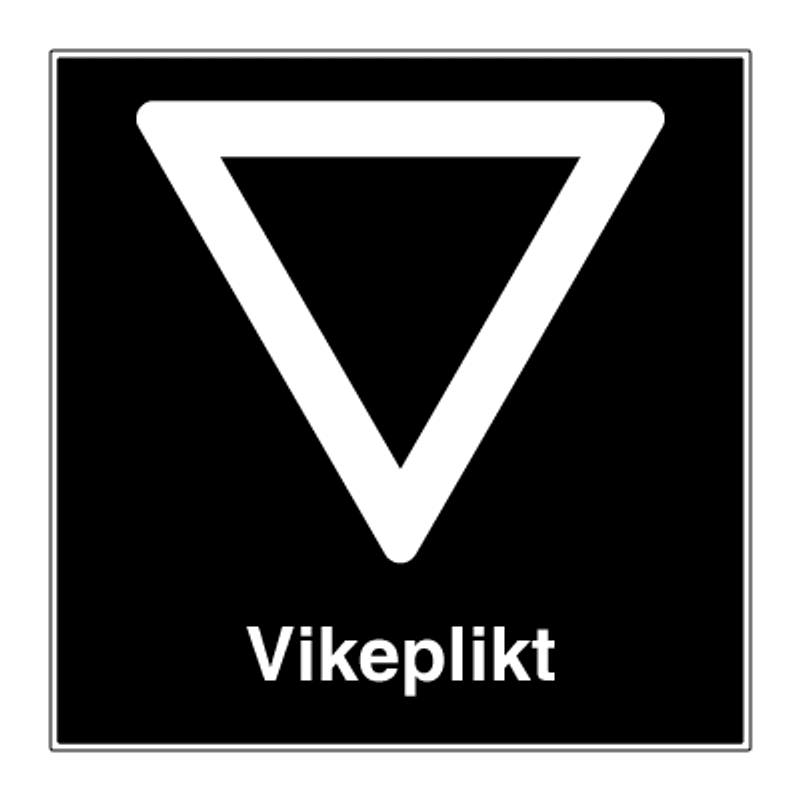 Privatrettslig vikepliktskilt med symbol og tekst