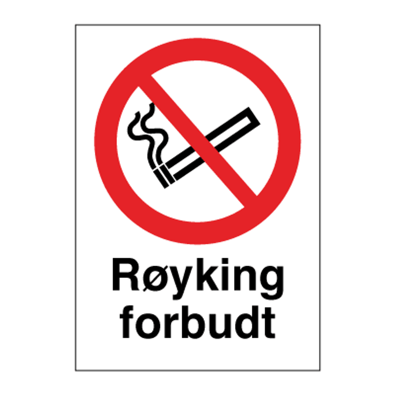 Røyking forbudt - Forbudsskilt med symbol og tekst