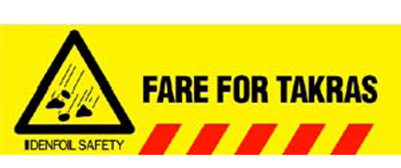 Fare for takras sperrebånd 75 mm x 250 m