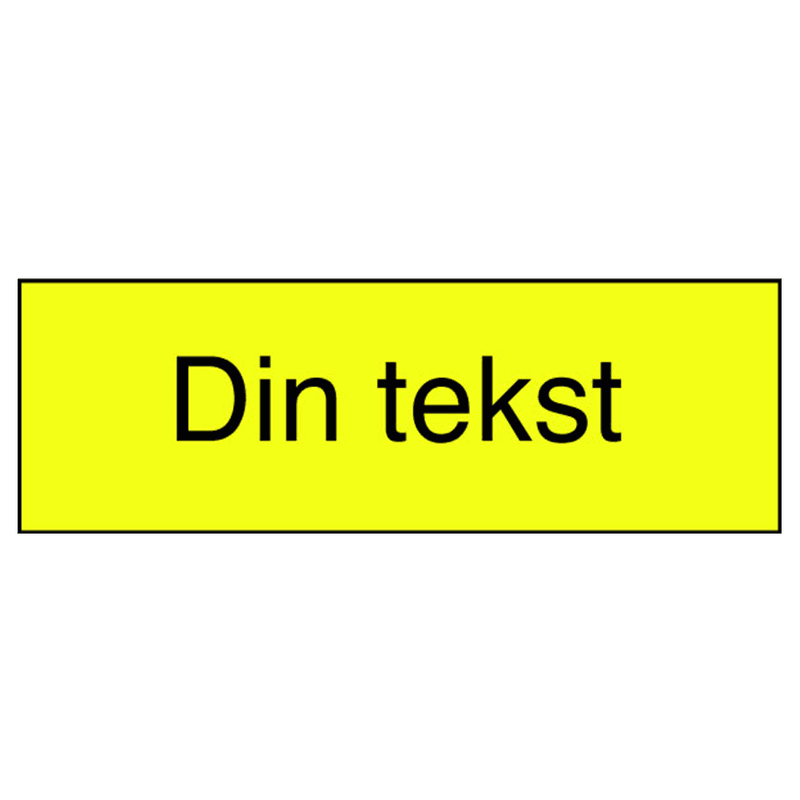 Skilt med egen tekst - Gul og svart, 210x70 mm