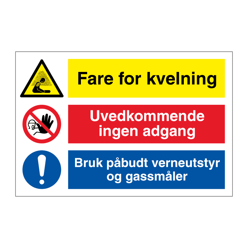 Skilt - Kvelningsfarlig atmosfære
