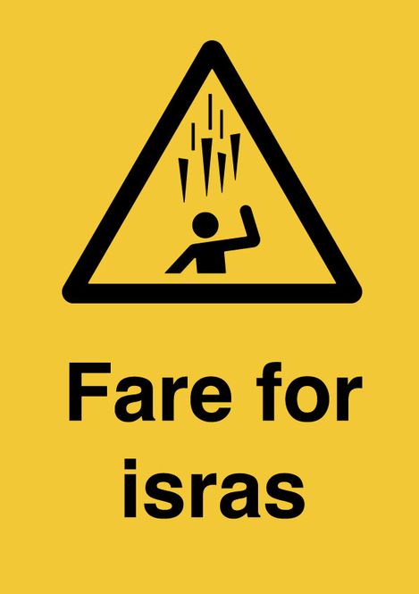 Hovedbilde Fare for isras skilt - 210 x 297 mm