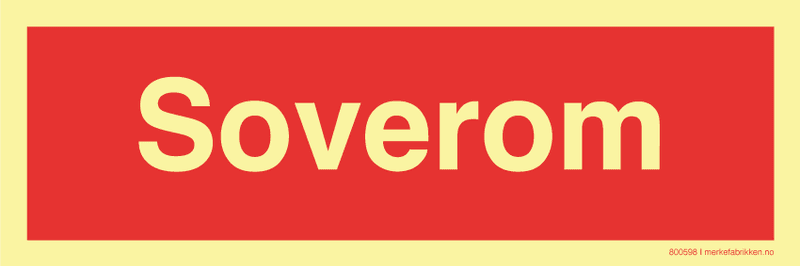 Soverom - Brannskilt 100 x 300 mm