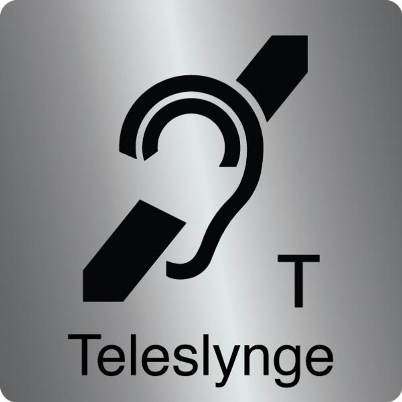 Teleslynge symbolskilt150x150 mm