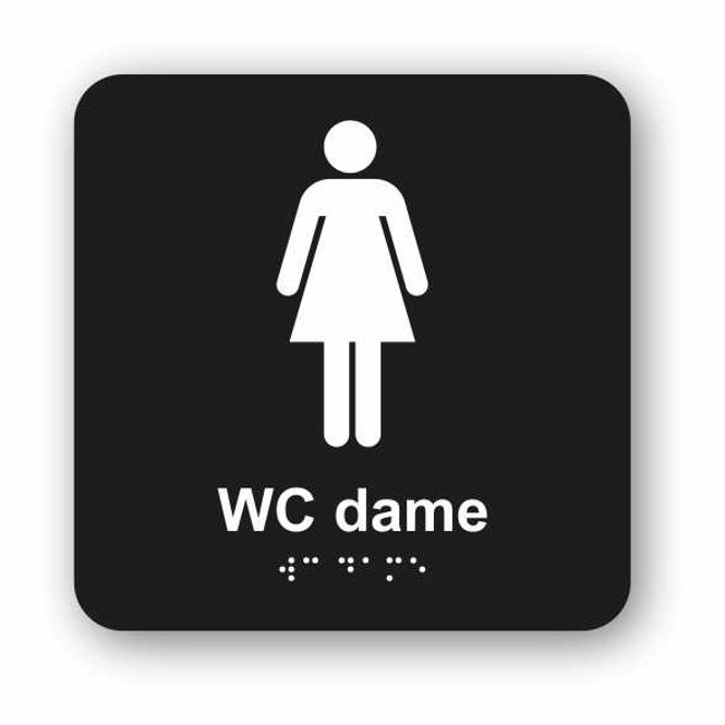 Hovedbilde Damer Toalettskilt – Taktilt skilt med braille 150 x 150 mm