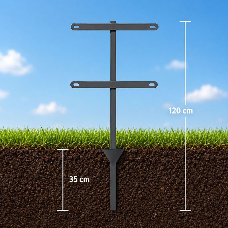 Jordspyd for skilt - 120 cm høyt