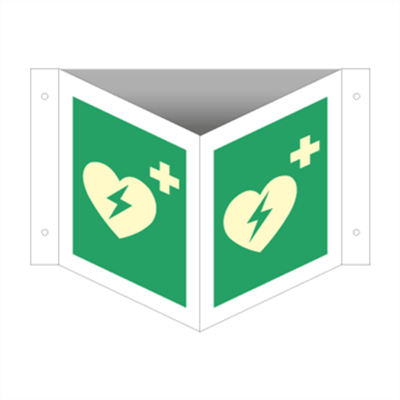 Hjertestarter - skilt med symbol