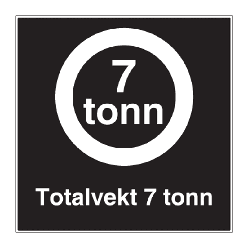 Privatrettslig skilt med totaltvekt 5, 7 eller 9 tonn