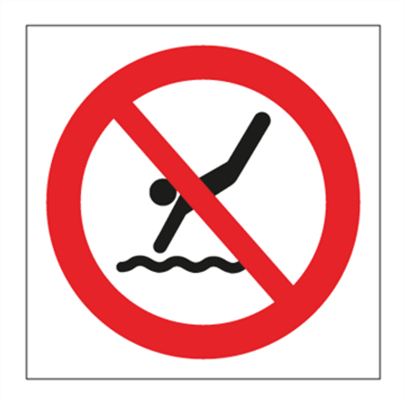 Stuping forbudt - Forbudsskilt med symbol og tekst