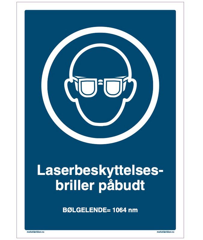 Påbudt med laserbeskyttelsesbriller - Påbudsskilt 210 x 297 mm